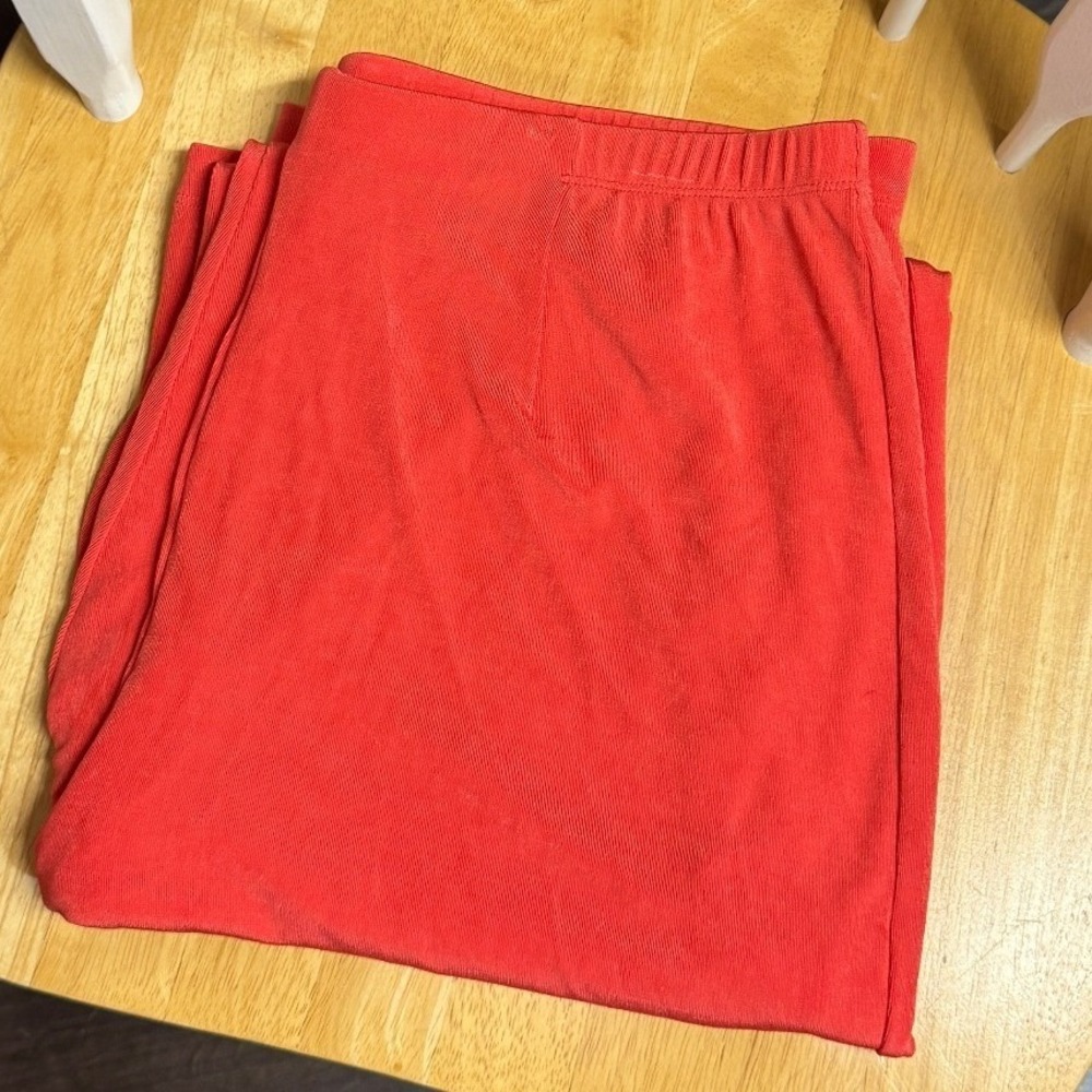 Chicos Travelers Pants Pink Coral Pull On Straight Leg‎ 3 Tall US 16 Long Slinky